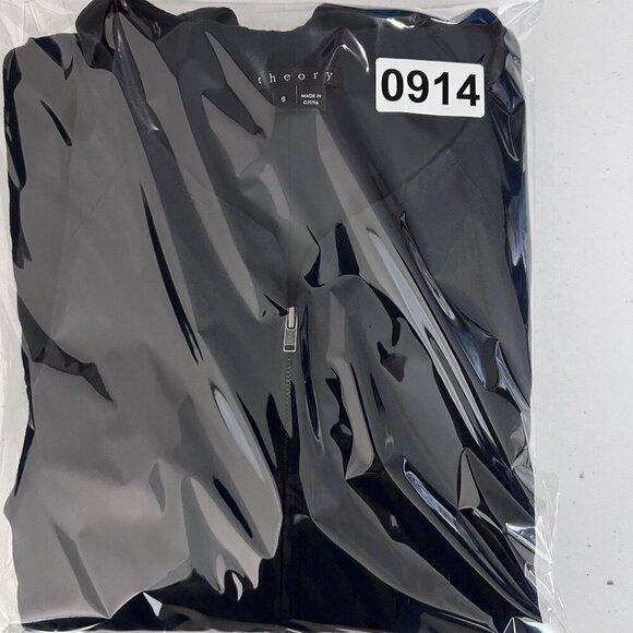 Theory Womens 8 Navy Textured Zip Front Sheath Dress Cap Sleeve Career Wear - Picture 16 of 16